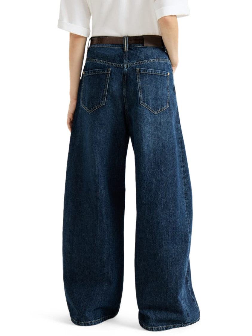 Brunello Cucinelli High-Waisted Wide-Leg Denim Pants With Classic Five-Pocket Design