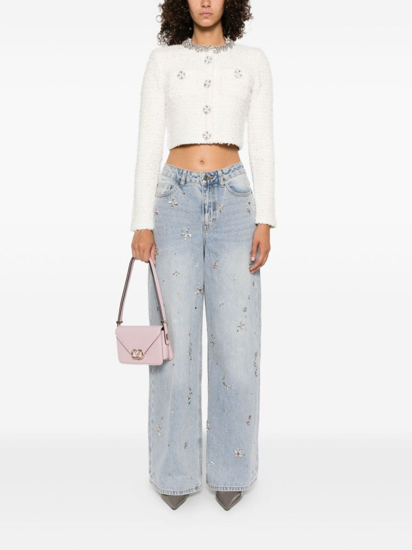 Self-Portrait Cream Textured Knit Cardigan