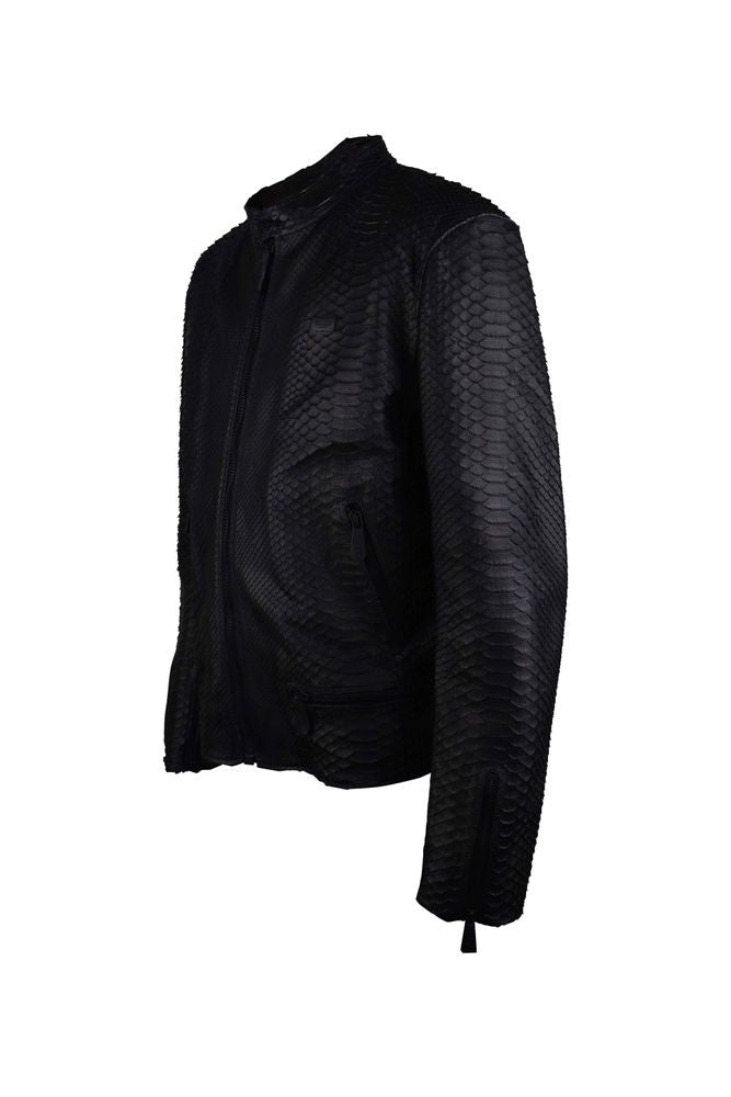Philipp Plein Textured Python Leather Biker Jacket