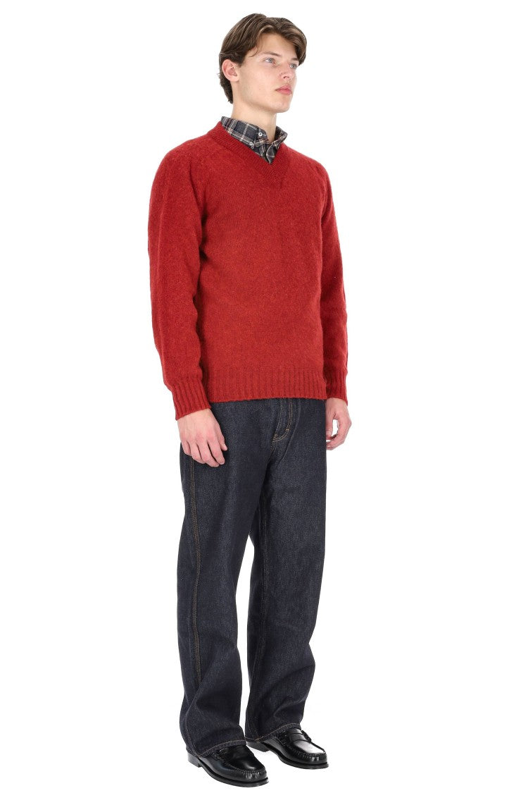 Howlin Shetland Boxy Fit Wool V-Neck Sweater