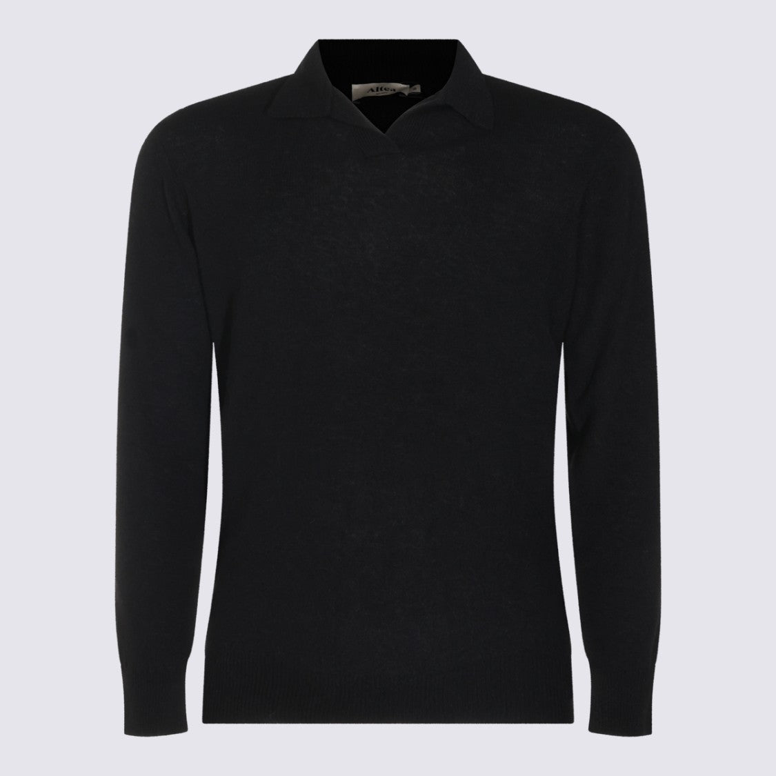 Altea V-Neck Wool Knit Sweater With Ribbed Accents