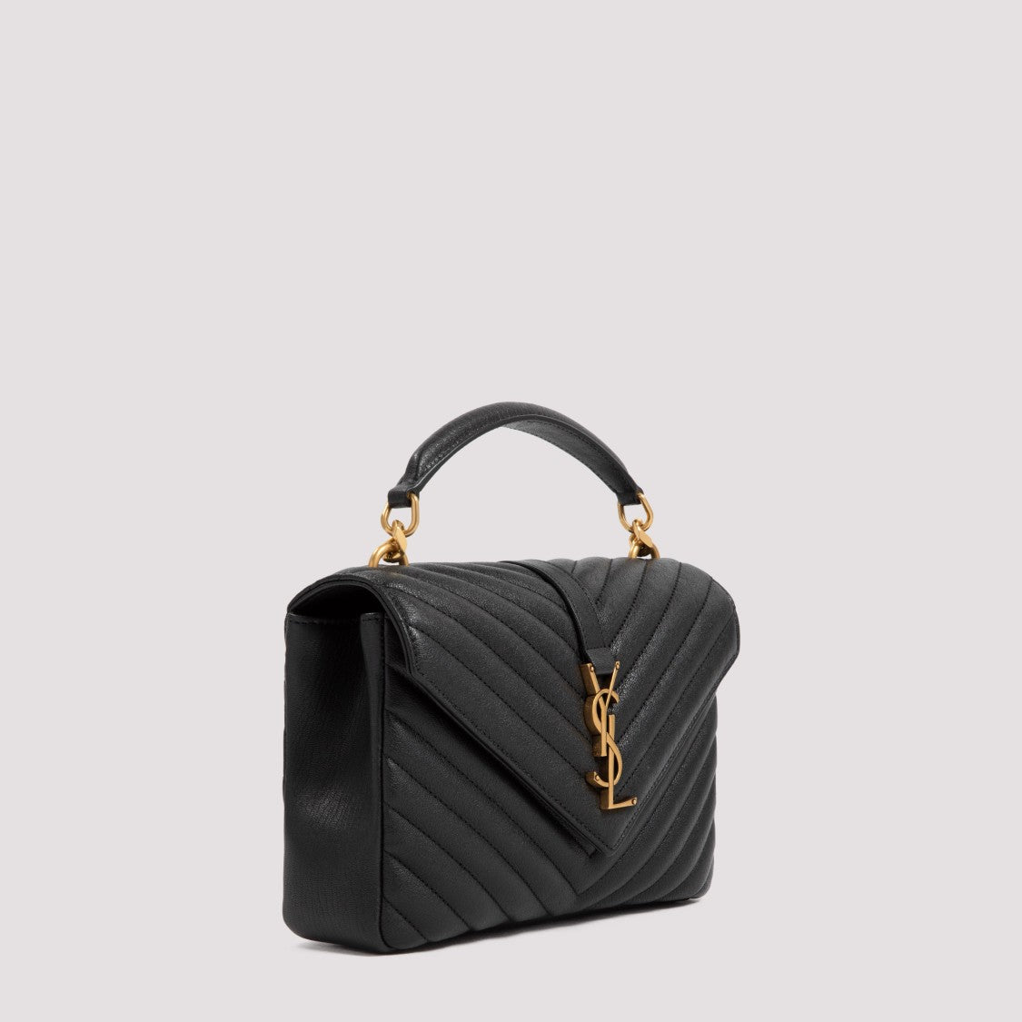 Saint Laurent Black College Medium Bag In Matelassé Leather