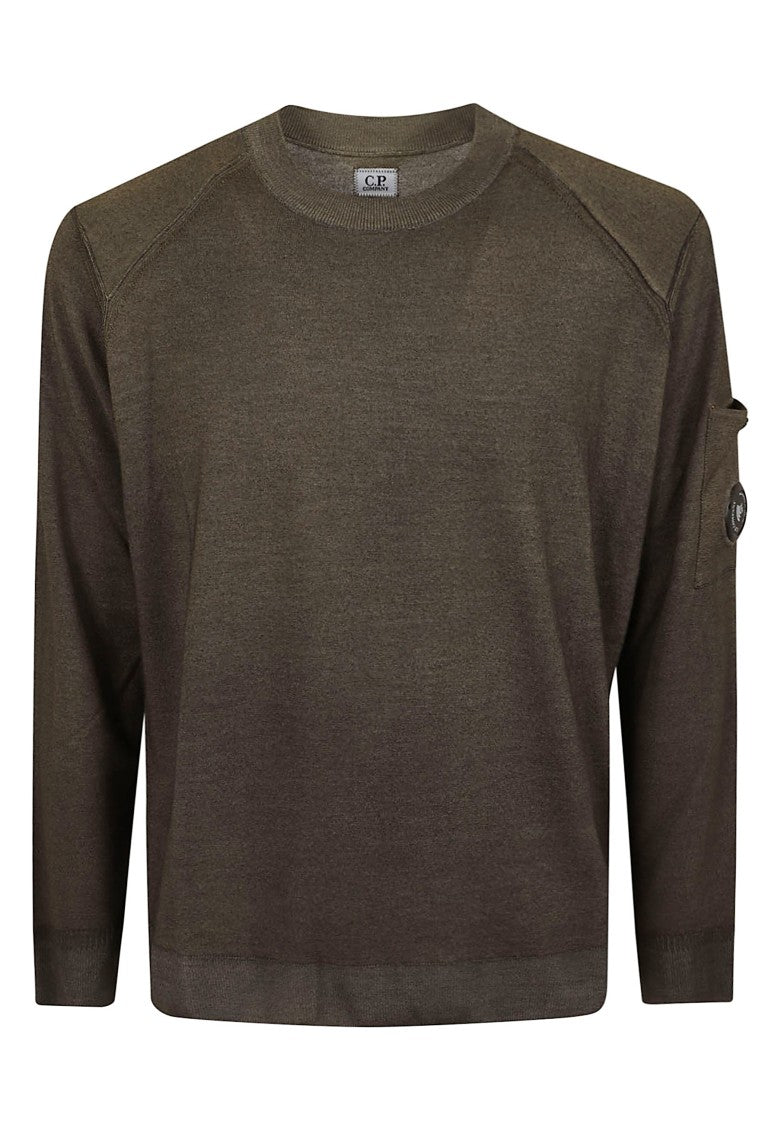 C.P. Company Merino Wool Re-Colour Crewneck Sweater With Raglan Sleeves And Digital Passport