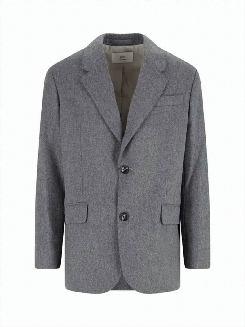 Ami Tailored Wool Blazer With Notch Lapel