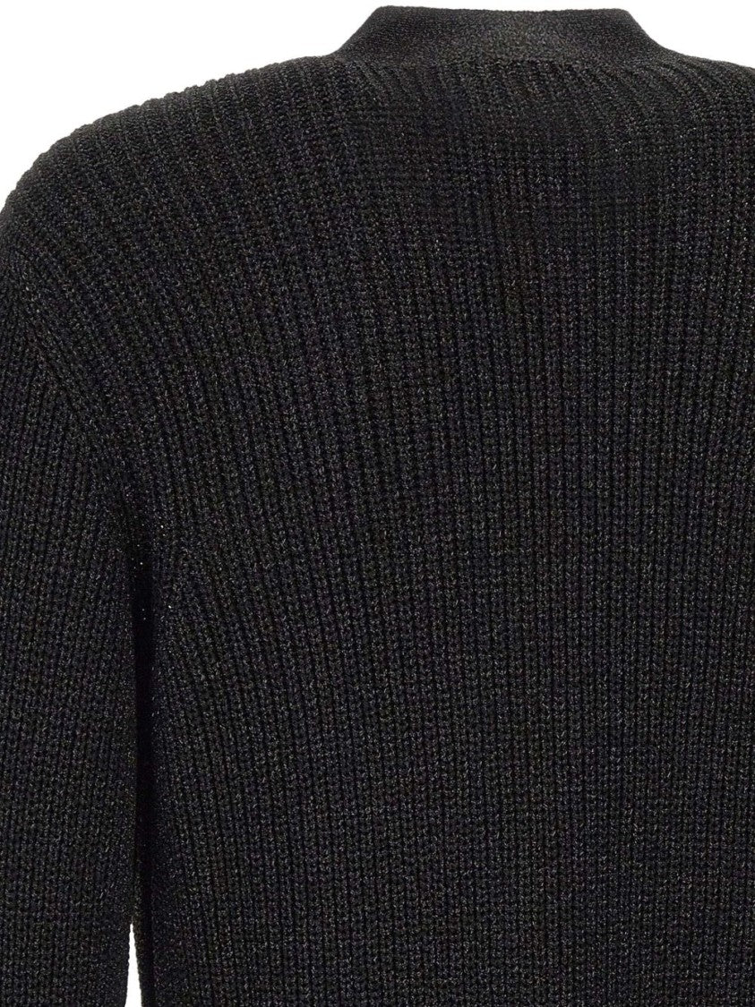Emporio Armani Ribbed Knit Cardigan With Button-Down Front
