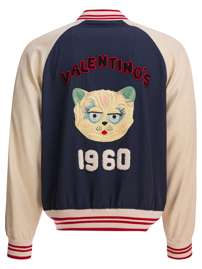 Valentino Sporty Bomber Jacket With Embroidered Details