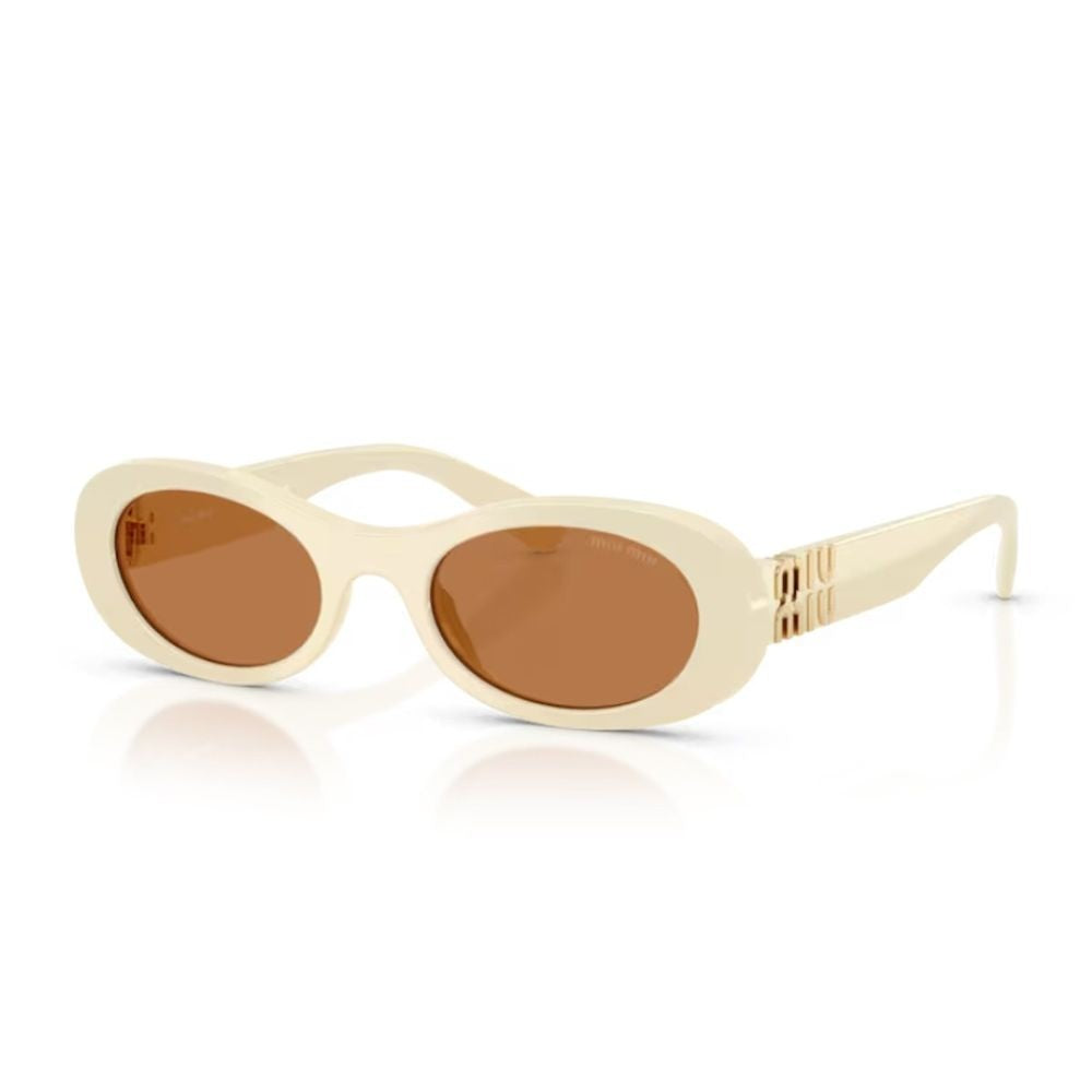 Miu Miu Bold Oversized Oval Sunglasses With Gold Logo Detail