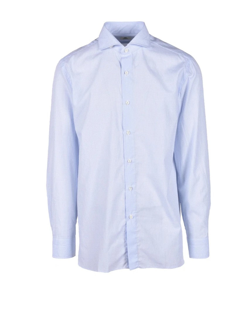 Luigi Borrelli Napoli White/Light Blue Shirt Cotton