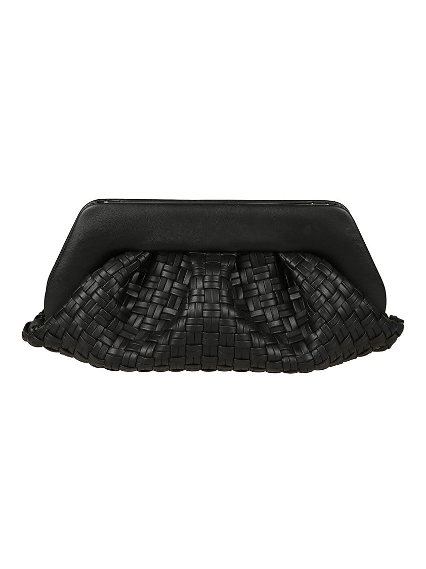 Themoirè Micro-Woven Clutch Bag With Structured Top Frame