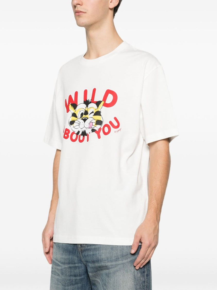 Kenzo Graphic White T-Shirt With Playful Tiger Design