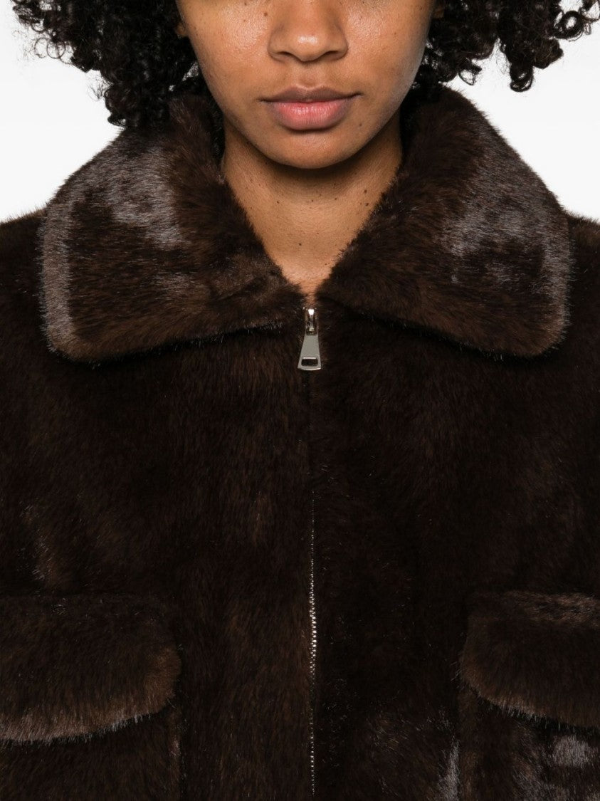 Betta Corradi Plush Faux Fur Cropped Coat