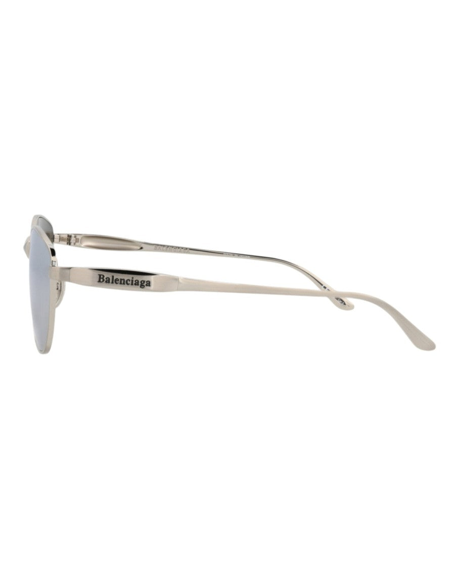 Balenciaga Cat Eye Metal Sunglasses With Reflective Lenses And Designer Case