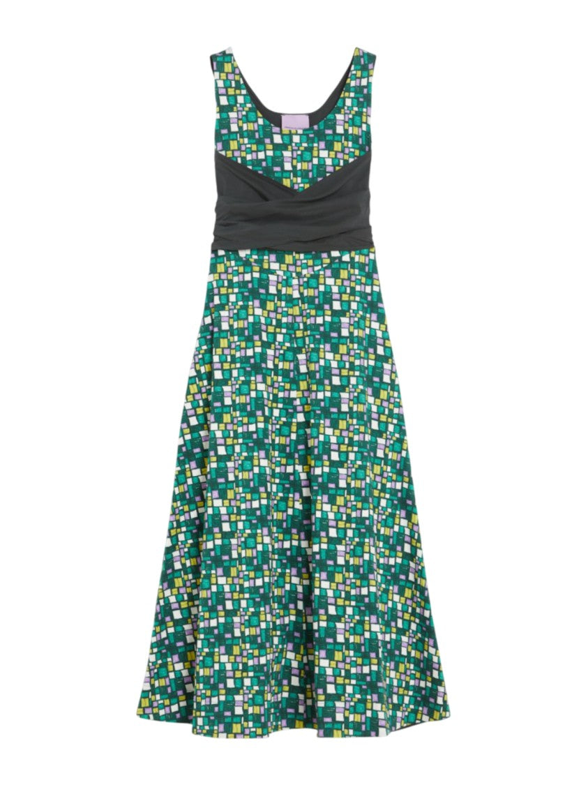Max Mara Sleeveless Midi Dress With Geometric Print