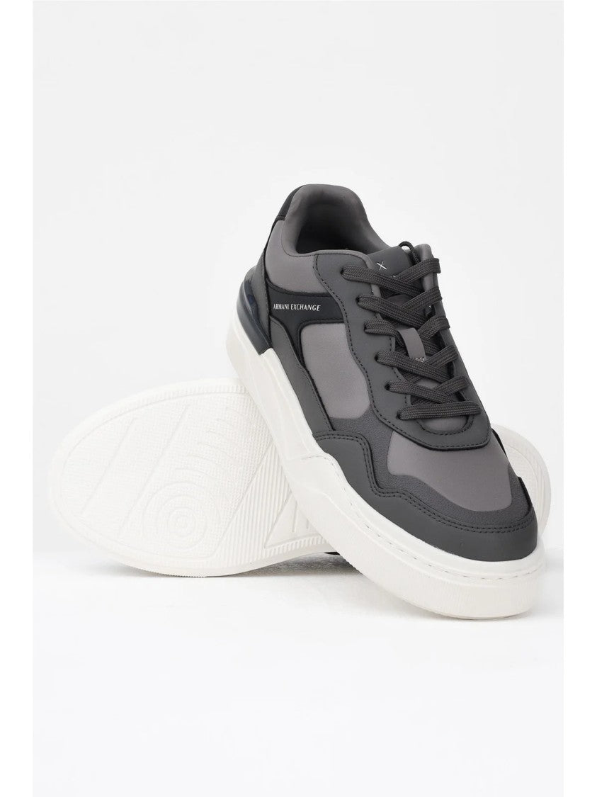 Armani Exchange Grey Polyester Textured Sneakers