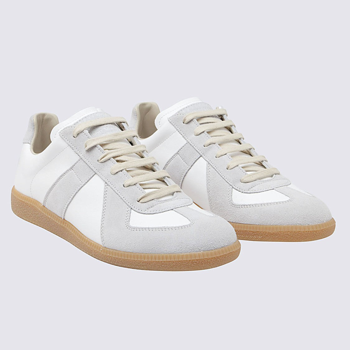 Maison Margiela Low-Top White Leather Sneakers With Contrasting Panels