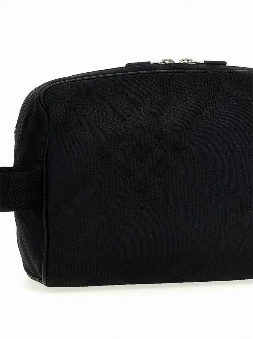 Burberry Textured Black Calfskin Clutch With Adjustable Strap