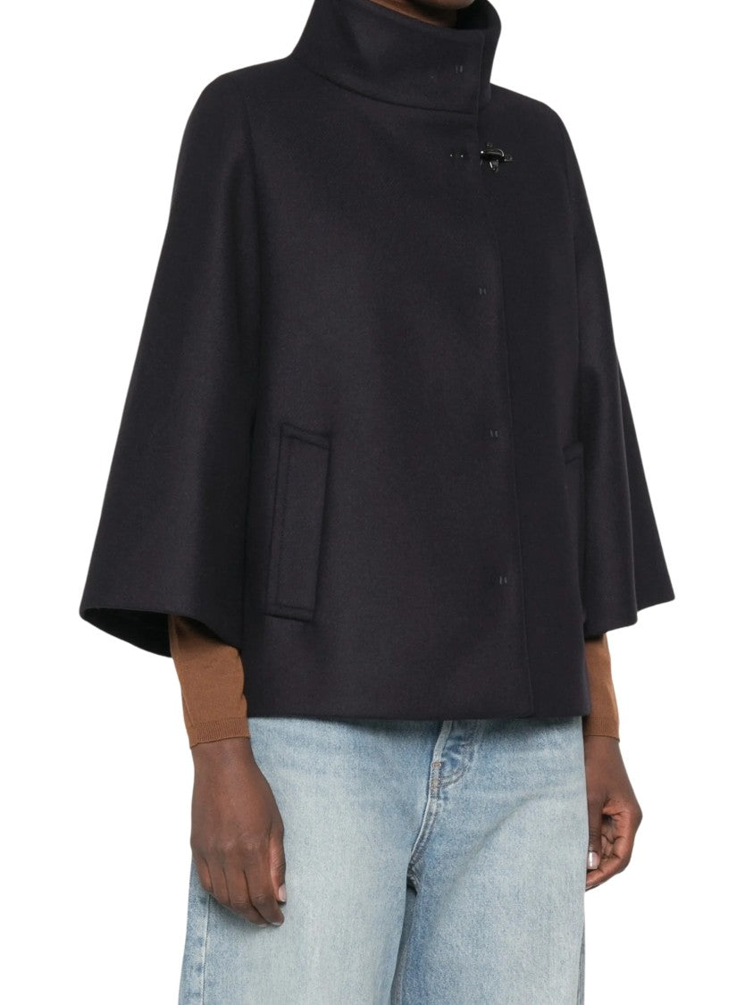 Fay High Collar Structured Black Jacket