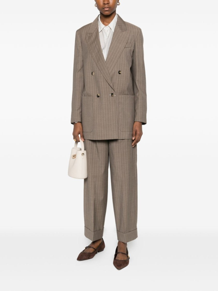 Max Mara Wide-Leg Trousers With Subtle Pinstripe