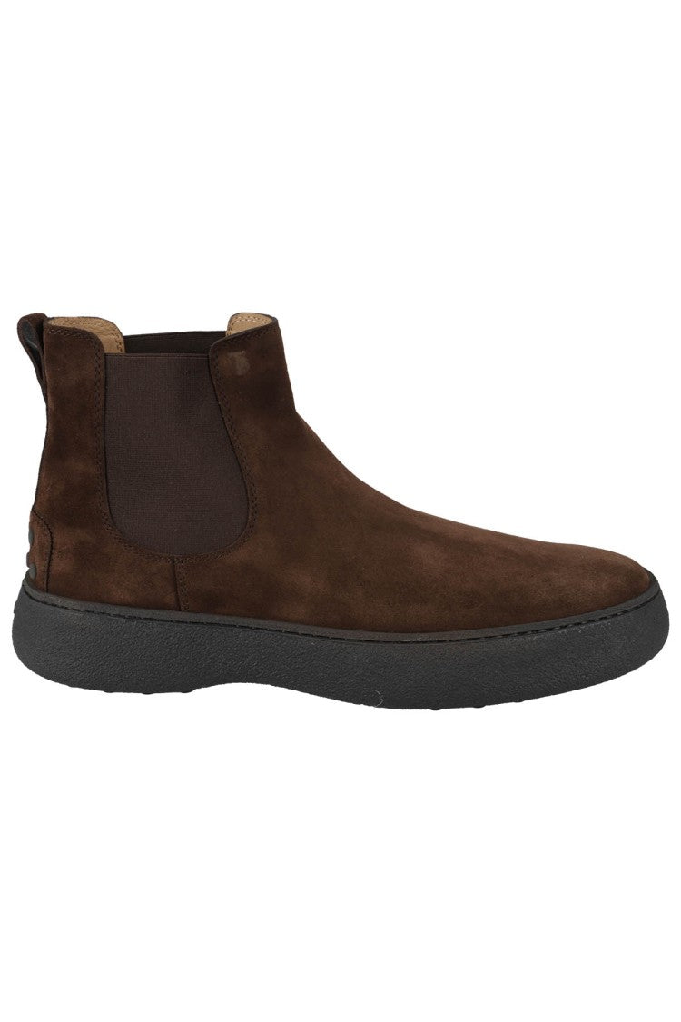 Tod's Brown Suede Ankle Boots With Elastic Side Panels