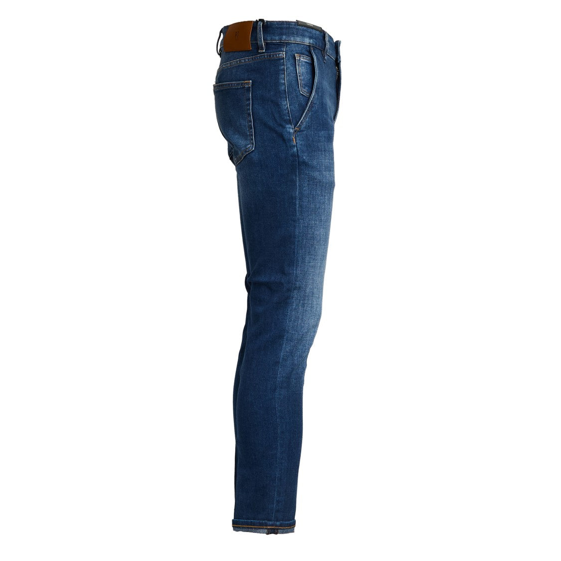 Pt Slim-Fit Denim Jeans With Oblique Pockets And Leather Patch
