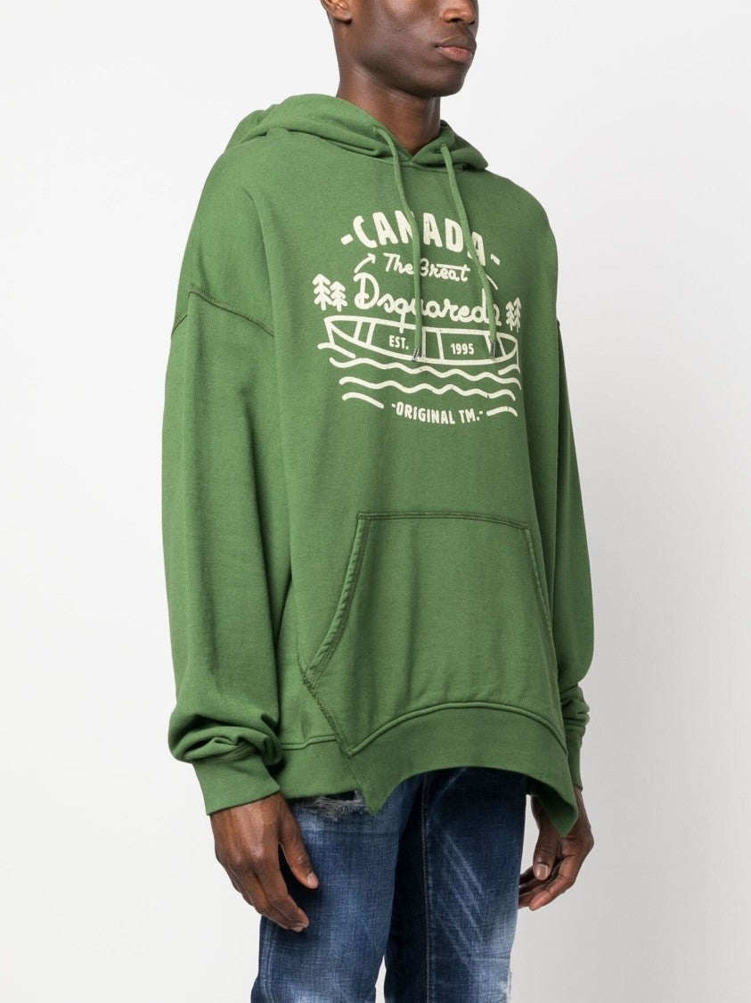 Dsquared2 Graphic-Print Verde Cotton Hoodie