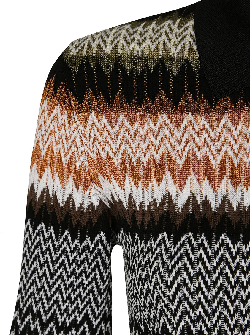 Missoni Zigzag Pattern Polo Sweater
