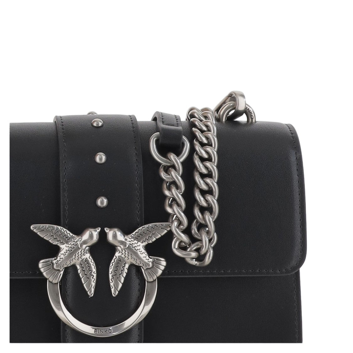 Pinko Love One Mini Black Leather Shoulder Bag
