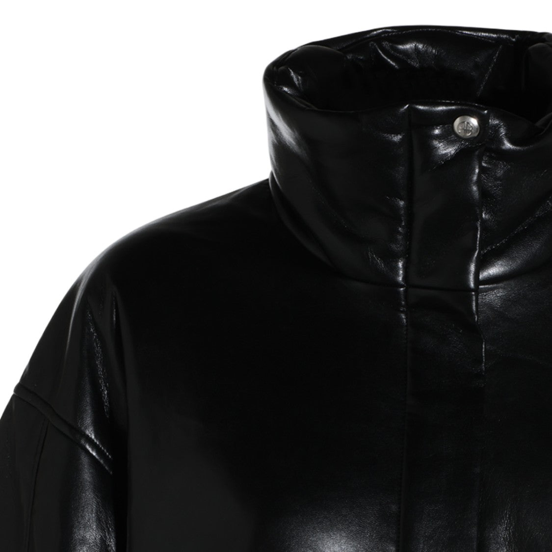 Anine Bing Glossy Black High Stand Collar Jacket