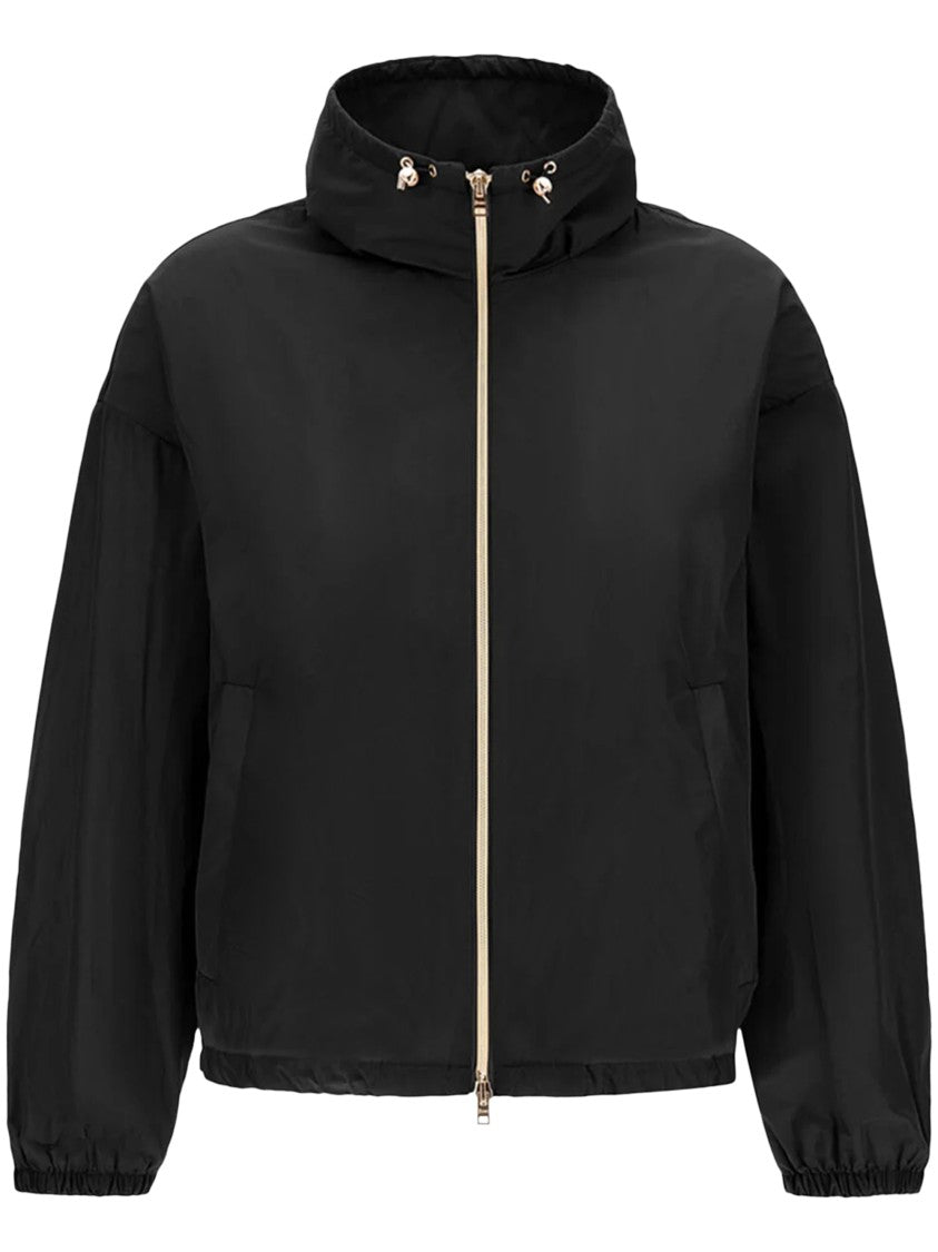 Herno Slightly Cropped Black Jacket With High Collar