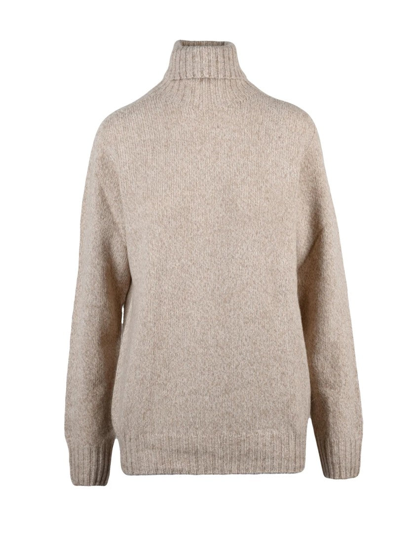 Retois Beige Wool High Neck Sweater