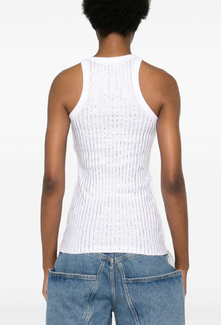 The Attico Fitted Ribbed Cotton Top With Design