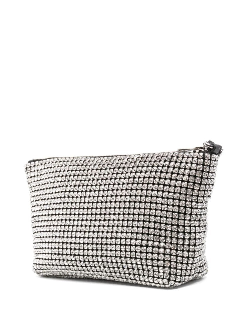 Alexander Wang Glass Top Zip Bag With Crystal Embellishment And Detachable Wrist Strap