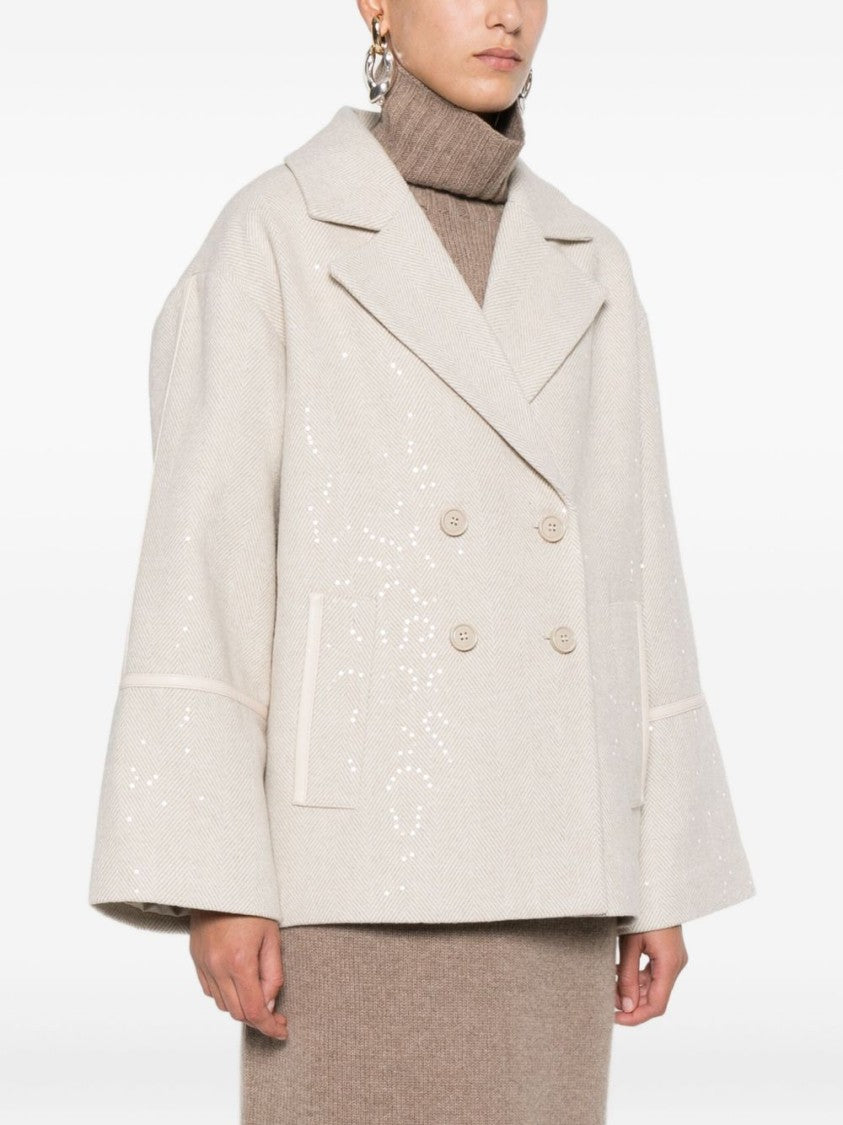 Liu Jo Short Double-Breasted Coat With Wide Lapel