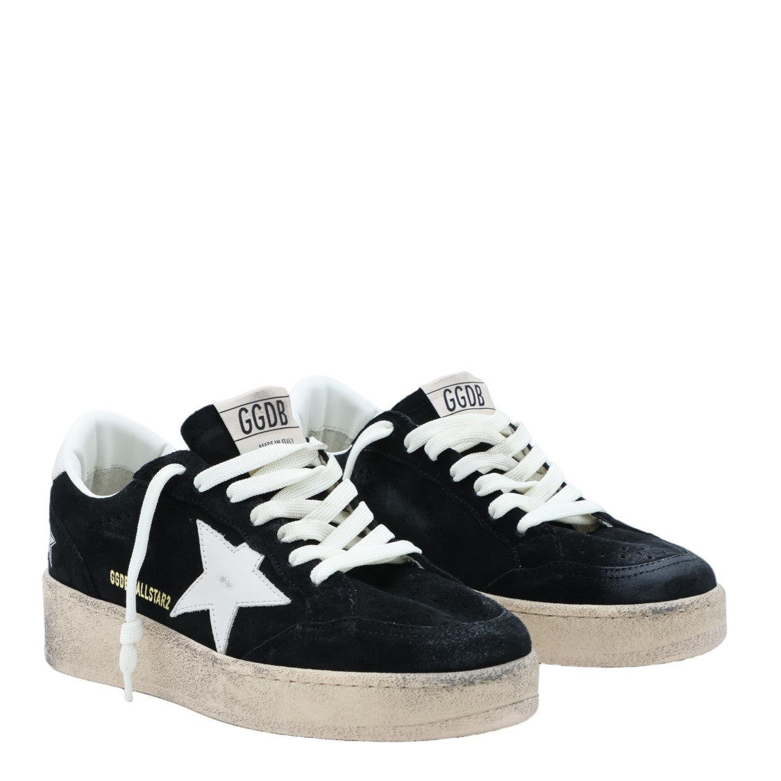 Golden Goose Black Suede Sneakers With White Star Accents
