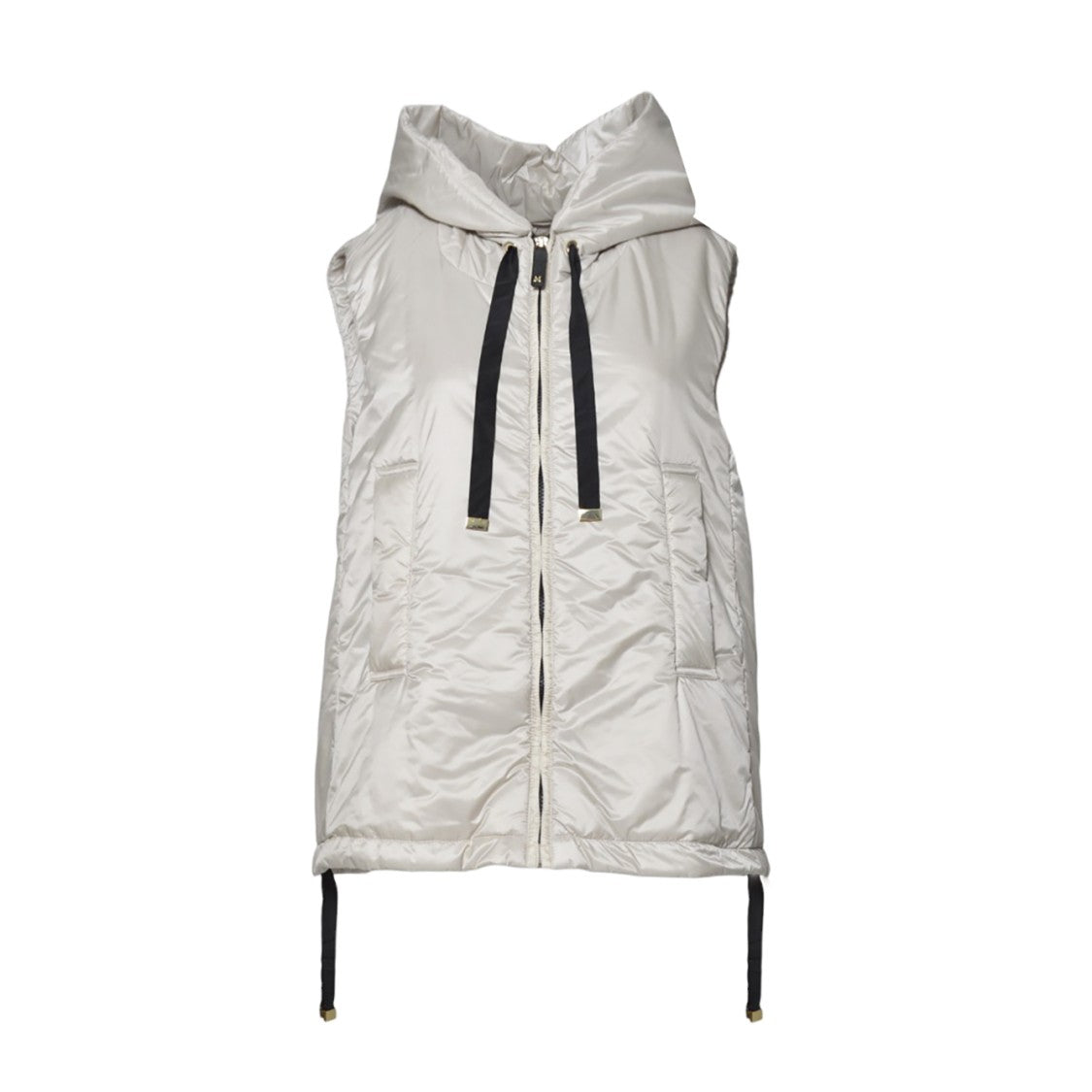 Max Mara Hooded Sleeveless Vest With Zip Front And Adjustable Drawstrings