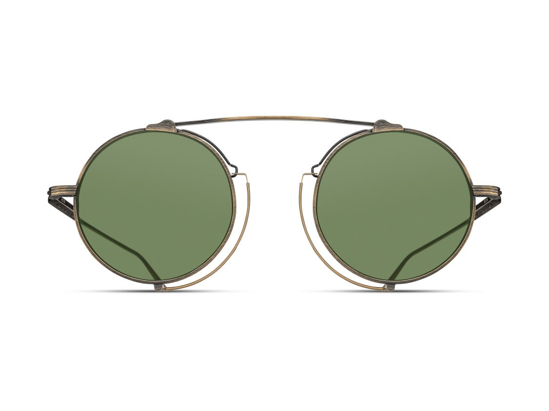Matsuda Green M3154 Antique Gold Round Sunglasses