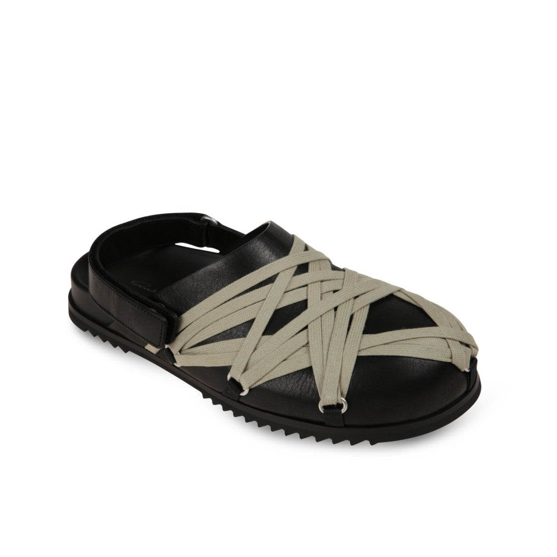 Rick Owens Crisscross Black Leather Sandals With Ankle Strap
