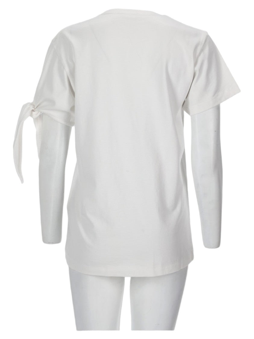 J. W. Anderson Round Neck Tied Side Sleeves White Cotton T-Shirt
