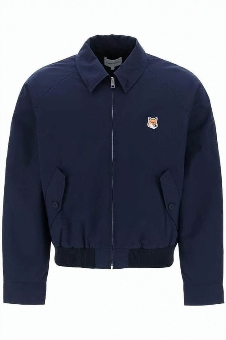 Maison Kitsuné Cropped Bomber Jacket With Flap Pockets And Embroidered Logo