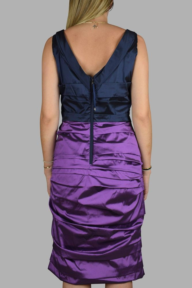 Dolce & Gabbana Pleated Fitted Dress With Navy Blue Bodice