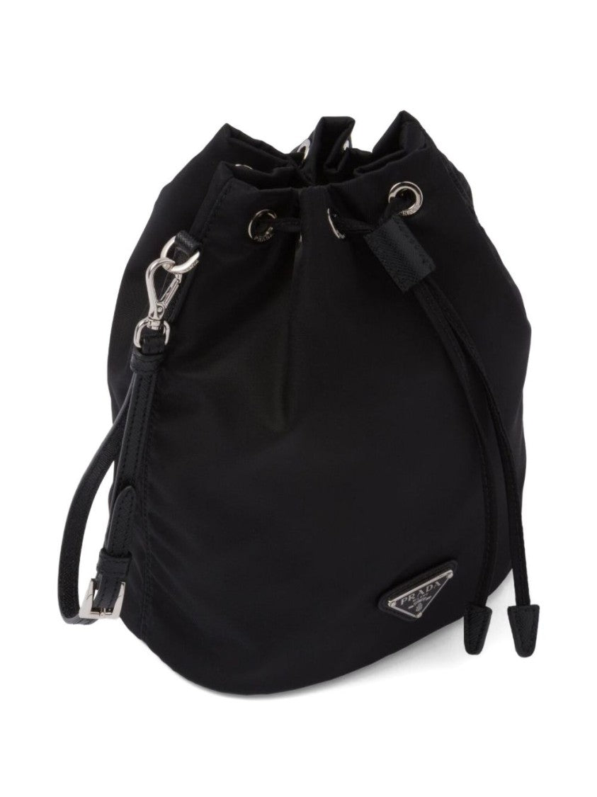 Prada Black Drawstring Bag With Detachable Wrist Strap