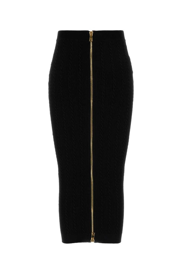 Balmain Black Viscose Blend Skirt