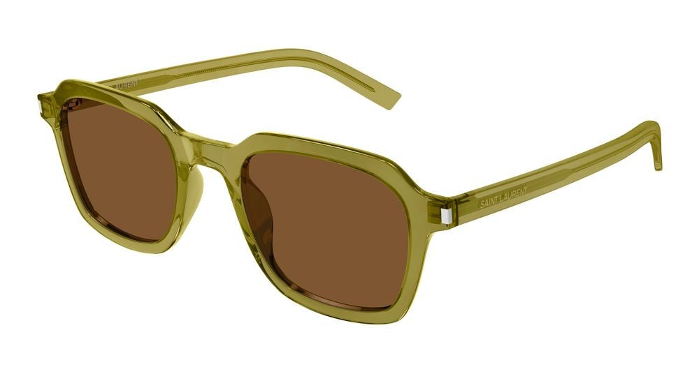 Saint Laurent Green Translucent Acetate Oversized Square Sunglasses