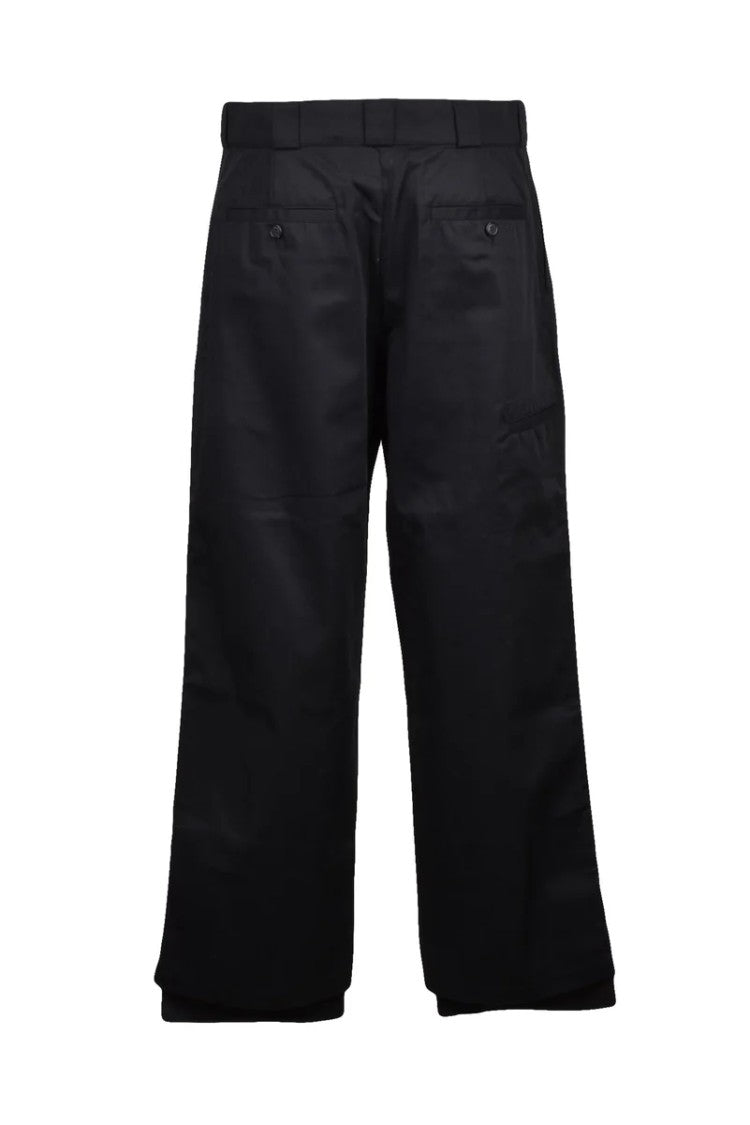 Palm Angels Wide Leg Chino Trousers - Black