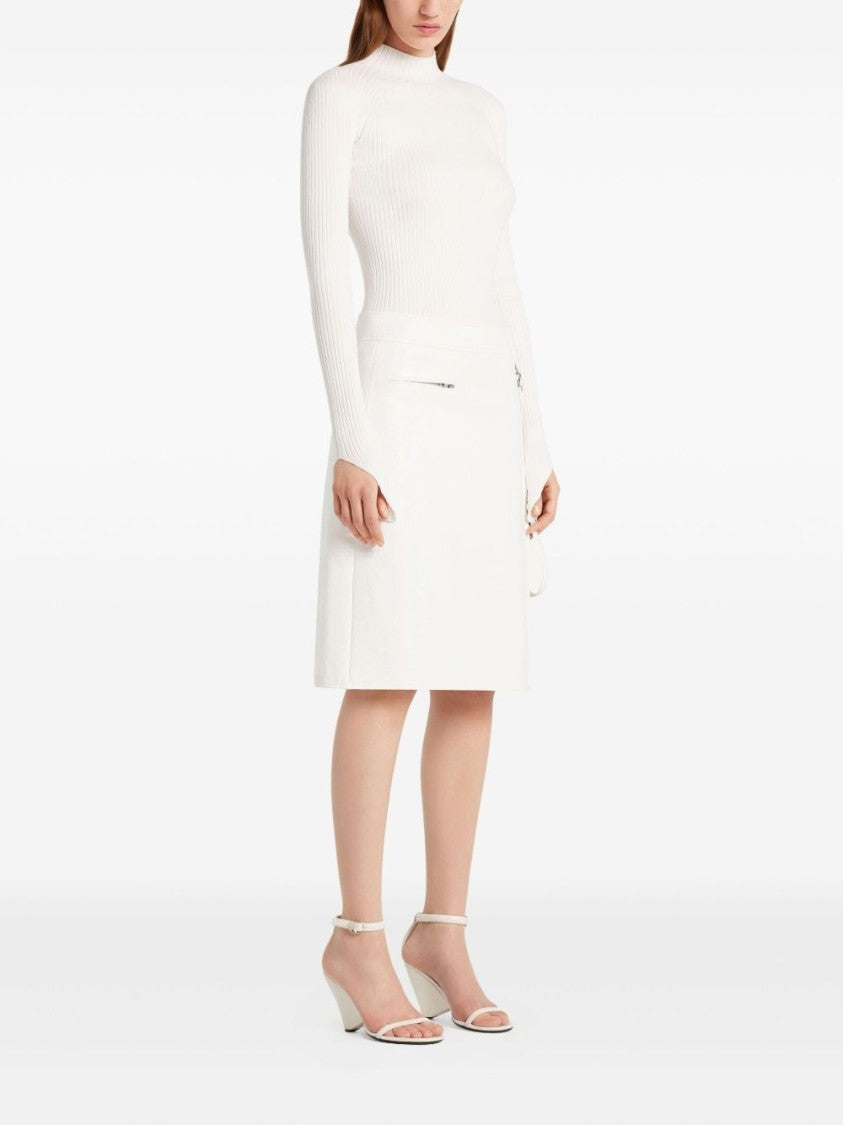 Courrèges Ribbed White Long-Sleeved Top