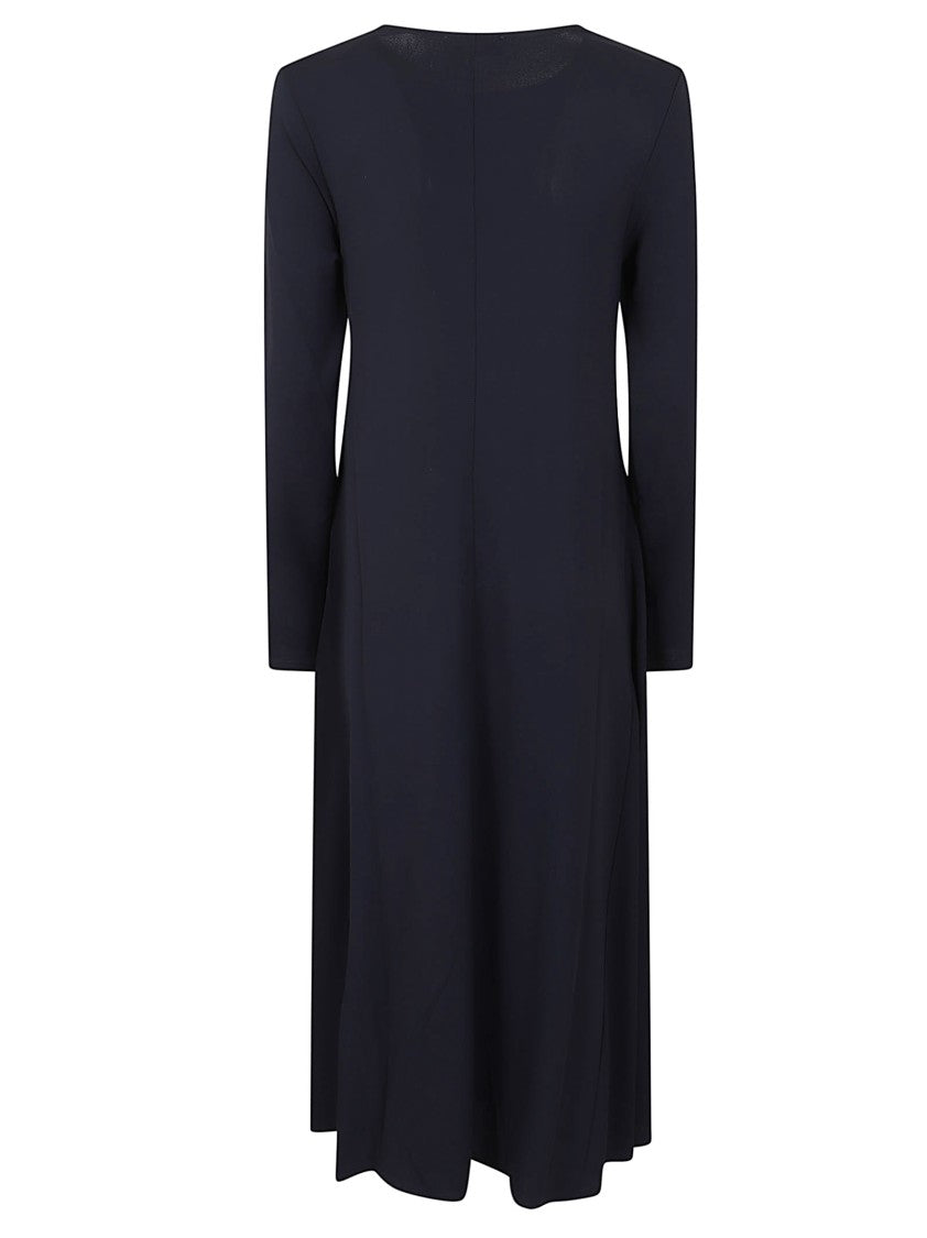 Max Mara Diagonal Inlay Long Dress In Soft Stretch Viscose Crepe