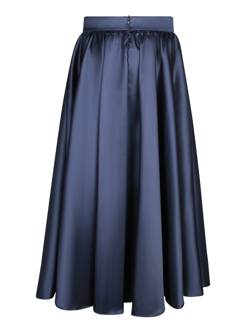 Blanca Vita Navy Wide Midi Skirt With Elastic Waistband