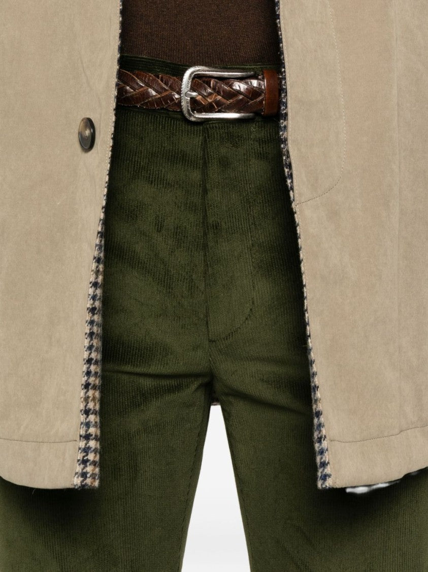 Etro Dark Green Corduroy Tailored Pants