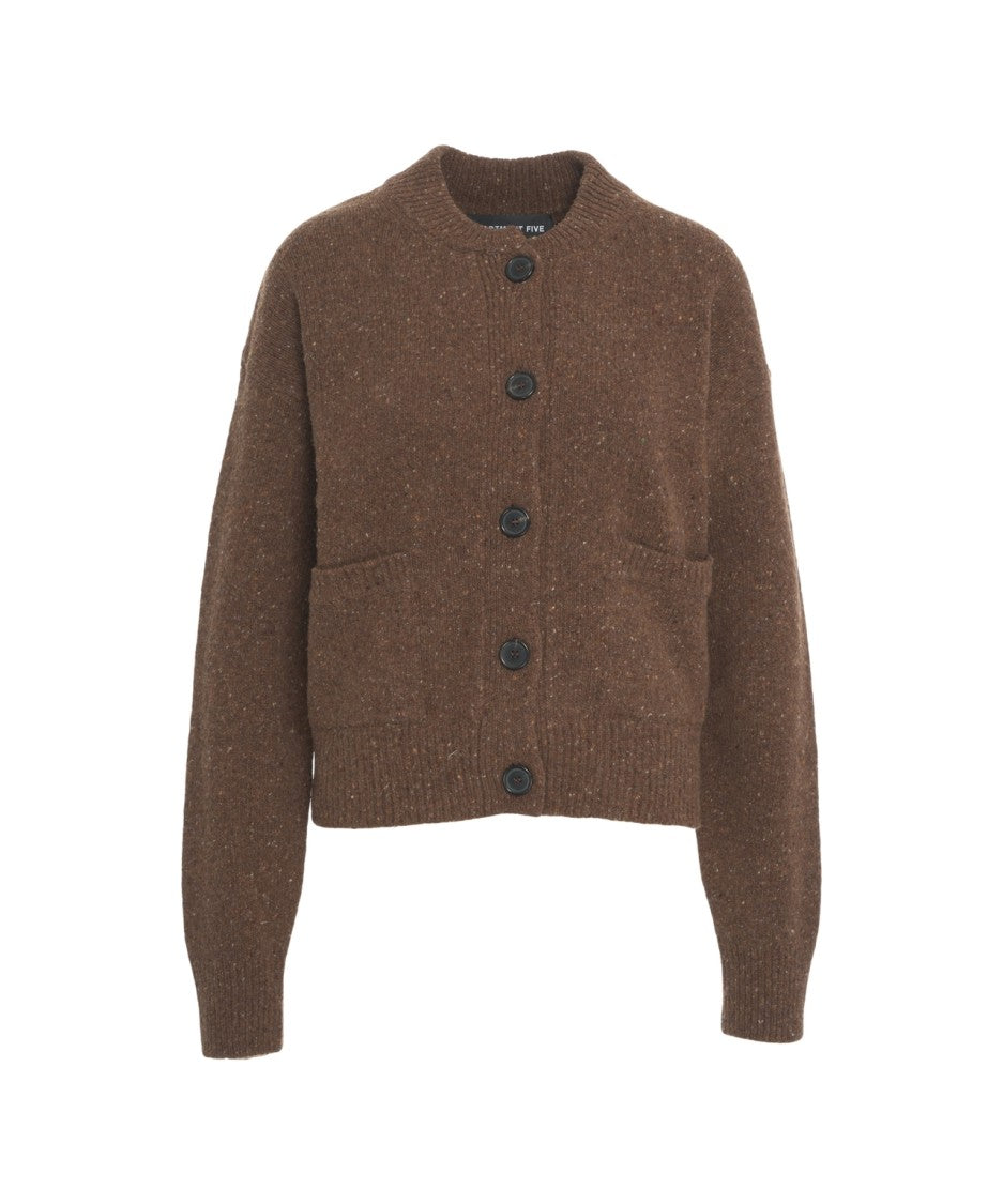 Department Five Textured Knit Cardigan With Round Neckline And Button Closure