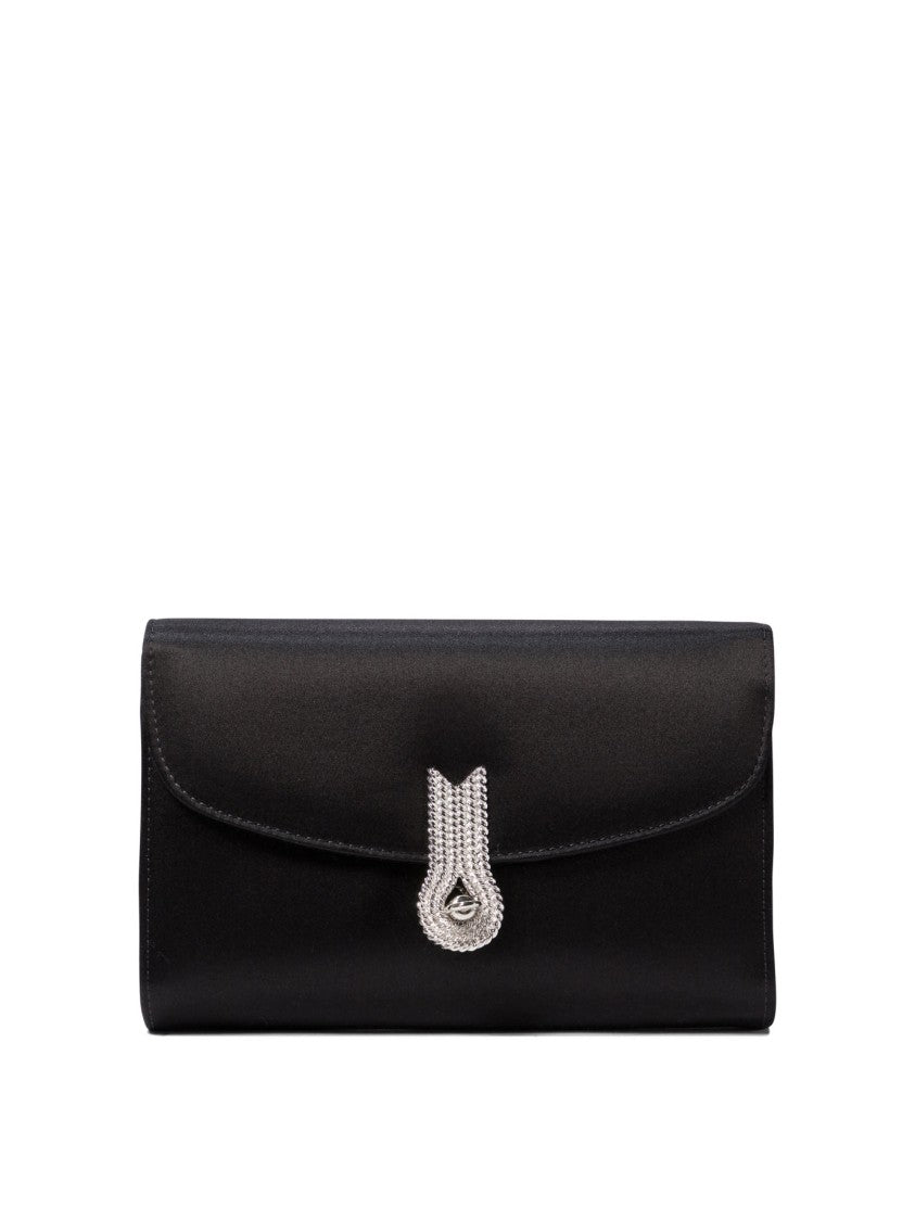 Amato Daniele Rectangular Black Satin Crossbody Bag